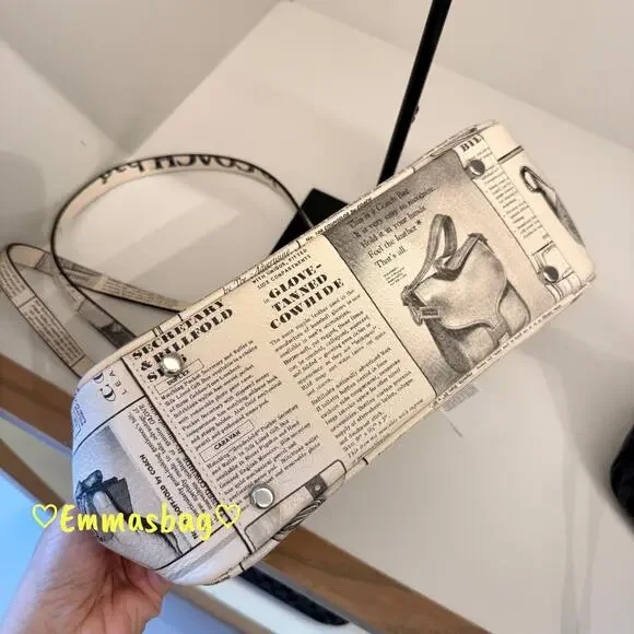 Coach Asher Shoulder Bag With Newspaper Print CDC11 pebbled leather/Chalk Multi - Picture 5 of 6